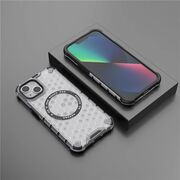 Husa pentru  iPhone 14 Cyber Shield Bumper, Compatibila MagSafe, Antishock reinforced corners si margini intarite - Clear