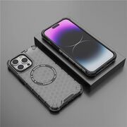 Husa pentru  iPhone 14 Pro  Cyber Shield Bumper, Compatibila MagSafe, Antishock reinforced corners si margini intarite - Clear