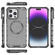 Husa pentru  iPhone 14 Pro  Cyber Shield Bumper, Compatibila MagSafe, Antishock reinforced corners si margini intarite - Clear