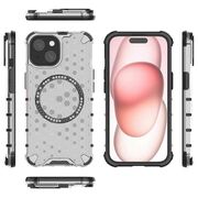 Husa pentru  iPhone 15 Cyber Shield Bumper, Compatibila MagSafe, Antishock reinforced corners si margini intarite - Clear