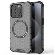 Husa pentru  iPhone 15 Pro Max Cyber Shield Bumper, Compatibila MagSafe, Antishock reinforced corners si margini intarite - Negru
