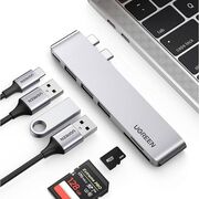 Adaptor Multifunctional Compatibil MacBook Pro/Air 2x USB-C to 3x USB, Type-C, SD/TF Card, 100W, 40Gpbs, 4K - Ugreen CM251 (60560) - Grey