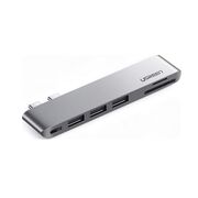 Adaptor Multifunctional Compatibil MacBook Pro/Air 2x USB-C to 3x USB, Type-C, SD/TF Card, 100W, 40Gpbs, 4K - Ugreen CM251 (60560) - Grey