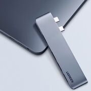 Adaptor Multifunctional Compatibil MacBook Pro/Air 2x USB-C to 3x USB, Type-C, SD/TF Card, 100W, 40Gpbs, 4K - Ugreen CM251 (60560) - Grey