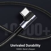 Cablu de Date USB la Type-C, 18W, 3A, 480Mbps, QC3.0, 2m - Ugreen Right Angle US284 (50942) - Space Gray