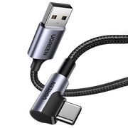 Cablu de Date USB la Type-C, 18W, 3A, 480Mbps, QC3.0, 2m - Ugreen Right Angle US284 (50942) - Space Gray