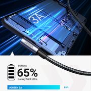 Cablu de Date USB la Type-C, 18W, 3A, 480Mbps, QC3.0, 2m - Ugreen Right Angle US284 (50942) - Space Gray