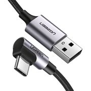 Cablu de Date USB la Type-C, 18W, 3A, 480Mbps, QC3.0, 2m - Ugreen Right Angle US284 (50942) - Space Gray