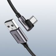 Cablu de Date USB la Type-C, 18W, 3A, 480Mbps, QC3.0, 2m - Ugreen Right Angle US284 (50942) - Space Gray