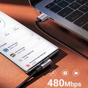 Cablu de Date USB la Type-C, 18W, 3A, 480Mbps, QC3.0, 2m - Ugreen Right Angle US284 (50942) - Space Gray