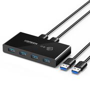 Docking Station 4x USB-A, 2x USB Cable, Plug & Play, LED, 5Gb/s, 1.5 m - Ugreen Sharing Switch Box US216 (30768) - Black