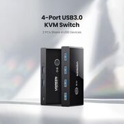 Docking Station 4x USB-A, 2x USB Cable, Plug & Play, LED, 5Gb/s, 1.5 m - Ugreen Sharing Switch Box US216 (30768) - Black