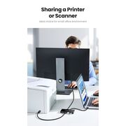 Docking Station 4x USB-A, 2x USB Cable, Plug & Play, LED, 5Gb/s, 1.5 m - Ugreen Sharing Switch Box US216 (30768) - Black