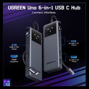 Docking Station 2x USB, 2x Type-C, HDMI, 10Gb/s, 4K, Display LED, Slot Card - Ugreen Uno 6in1 CM888 (35998) - Black