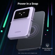 Baterie Externa Wireless cu Display 5000mAh, USB-C, 18W, 5V/3A - Ugreen PB571 (35606B) - Purple