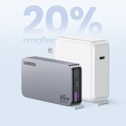 Incarcator pentru Priza USB, 2x Type-C, GaN, Fast Charging, 65W, 3A, PD3.0, QC4.0+ - Ugreen Nexode Pro X753 (25356) - Grey