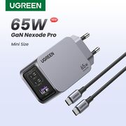 Incarcator USB, 2x Type-C, GaN, Fast Charging, 65W, 3A, PD3.0, QC4.0 - Ugreen Nexode Pro X755 (25871) - Grey