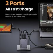 Incarcator USB, 2x Type-C, GaN, Fast Charging, 65W, 3A, PD3.0, QC4.0 - Ugreen Nexode Pro X755 (25871) - Grey