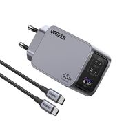 Incarcator USB, 2x Type-C, GaN, Fast Charging, 65W, 3A, PD3.0, QC4.0 - Ugreen Nexode Pro X755 (25871) - Grey