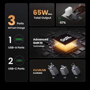 Incarcator USB, 2x Type-C, GaN, Fast Charging, 65W, 3A, PD3.0, QC4.0 - Ugreen Nexode Pro X755 (25871) - Grey