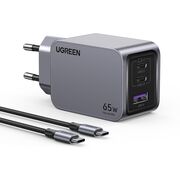 Incarcator USB, 2x Type-C, GaN, Fast Charging, 65W, 3A, PD3.0, QC4.0 - Ugreen Nexode Pro X755 (25871) - Grey