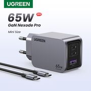 Incarcator USB, 2x Type-C, GaN, Fast Charging, 65W, 3A, PD3.0, QC4.0 - Ugreen Nexode Pro X755 (25871) - Grey