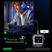 Incarcator cu Display LED, USB, 2x Type-C, GaN, Fast Charging, 65W, 3A, QC4.0+ - Ugreen Uno RG CD361 (25685B) - Black