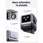 Incarcator cu Display LED, USB, 2x Type-C, GaN, Fast Charging, 65W, 3A, QC4.0+ - Ugreen Uno RG CD361 (25685B) - Black