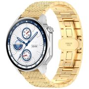 Curea pentru smartwatch Huawei Watch GT 4 (46mm) / Gt 4 Pro (46mm) / GT 2 (46mm) / GT 2 Pro / GT 3 Pro (46mm) / GT 3 / Ultimate  - Stainless Steel - latime 22 mm Auriu