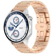 Curea pentru smartwatch Huawei Watch GT 4 (46mm) / Gt 4 Pro (46mm) / GT 2 (46mm) / GT 2 Pro / GT 3 Pro (46mm) / GT 3 / Ultimate  - Stainless Steel - latime 22 mm Roz