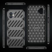 Husa de protectie pentru  Samsung Galaxy XCover7 Pro Auto Focus Slim, Anti-Scratch, cu fibra de carbon si protectie lentile - Negru electric