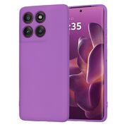 Husa pentru  Motorola Edge 60 Pro Liquid Silicone, subțire, captusita cu microfibra, anti amprentă, protectie cameră foto, Mov