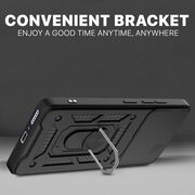 Husa pentru  Samsung Galaxy M56 Ring Armor Kickstand Tough Rugged Cover cu protectie camera, Negru