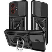 Husa pentru  Samsung Galaxy XCover7 Pro Ring Armor Kickstand Tough Rugged Cover cu protectie camera, Negru