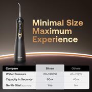 Irigator Bucal portabil Bitvae EasyClean, 15 Combinatii de Curatare, 6 Duze Jet, 300ml, IPX7, Water Pressure 130PSI, 40 Zile Autonomie, acumulator reincarcabil USB, husa de transport – Ideal pentru ingrijire Ortodontica si gingii sensibile - alb