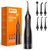 Irigator Bucal Bitvae FE50 cu 7 Duze, 3 Moduri de curatare, Rezervor 300ml, Presiune Reglabila, Autonomie 30 Zile, IPX7, Portabil si Reincarcabil – Igiena Orala Completa - negru