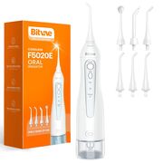 Irigator Bucal Bitvae FE50 cu 7 Duze, 3 Moduri de curatare, Rezervor 300ml, Presiune Reglabila, Autonomie 30 Zile, IPX7, Portabil si Reincarcabil – Igiena Orala Completa - alb