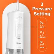 Irigator bucal portabil Bitvae CII 260 ml, 3 Moduri de Curatare, 6 Duze, Presiune Reglabila, Autonomie 30 Zile, IPX7, acumulator reincarcabil USB, Gingi Sanatoase și Igiena completa - negru