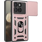 Husa pentru  Motorola Edge 60 Pro Ring Armor Kickstand Tough Rugged Cover cu protectie camera, Roz