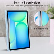 Husa pentru  Samsung Galaxy Tab S10 FE+ Plus 13.1 inch Soft Shell cu functie wake-up/sleep si compartiment pentru stylus, tip stand - Albastru deschis
