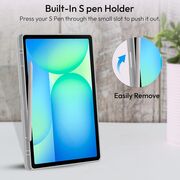 Husa pentru  Samsung Galaxy Tab S10 FE+ Plus 13.1 inch Soft Shell cu functie wake-up/sleep si compartiment pentru stylus, tip stand - Gri