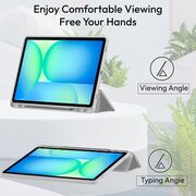 Husa pentru  Samsung Galaxy Tab S10 FE+ Plus 13.1 inch Soft Shell cu functie wake-up/sleep si compartiment pentru stylus, tip stand - Gri