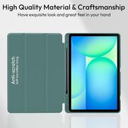 Husa pentru  Samsung Galaxy Tab S10 FE+ Plus 13.1 inch Soft Shell cu functie wake-up/sleep si compartiment pentru stylus, tip stand - Verde