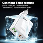 Incarcator priza 65W Fast Charge cu 5 porturi, 3 x USB 3.0, 2 x USB Type C, compatibil telefoane si tablete, alb