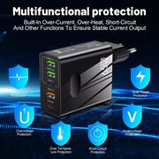 Incarcator priza 65W Fast Charge cu 5 porturi, 3 x USB 3.0, 2 x USB Type C, compatibil telefoane si tablete, alb
