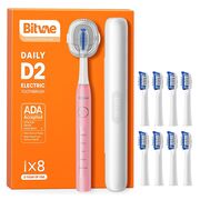 Periuta de dinti Electrica Sonic Premium Bitvae D-Sonic cu 8 Capete & 5 Moduri Inteligente, Tehnologie Ultrasonica pentru Albire si Igiena Desavarsita 40.000 Pulsuri/Minut, Autonomie Extinsa, Reincarcabila, Rezistenta la Apa IPX7 - roz