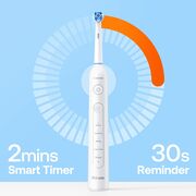 Periuta de dinti Electrica Rotativa Bitvae RS Power Clean – cu 8 Capete de inlocuire, Senzor Presiune, 5 Moduri, Smart Timer, Autonomie 30 Zile, Carcasa Inclusa, IPX7, acumulator reincarcabil - alb