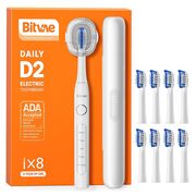 Periuta de dinti Electrica Sonic Premium Bitvae D-Sonic cu 8 Capete & 5 Moduri Inteligente, Tehnologie Ultrasonica pentru Albire si Igiena Desavarsita 40.000 Pulsuri/Minut, Autonomie Extinsa, Reincarcabila, Rezistenta la Apa IPX7 - alb