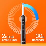 Periuta de dinti Electrica Rotativa Bitvae RS Power Clean – cu 8 Capete de inlocuire, Senzor Presiune, 5 Moduri, Smart Timer, Autonomie 30 Zile, Carcasa Inclusa, IPX7, acumulator reincarcabil - negru