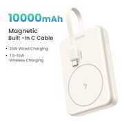 Baterie Externa fara Fir, Type-C, 10000mAh, MagSafe, Fast Charging, 20W, 5V/3A - Ugreen PB760 (35341B) - Bej